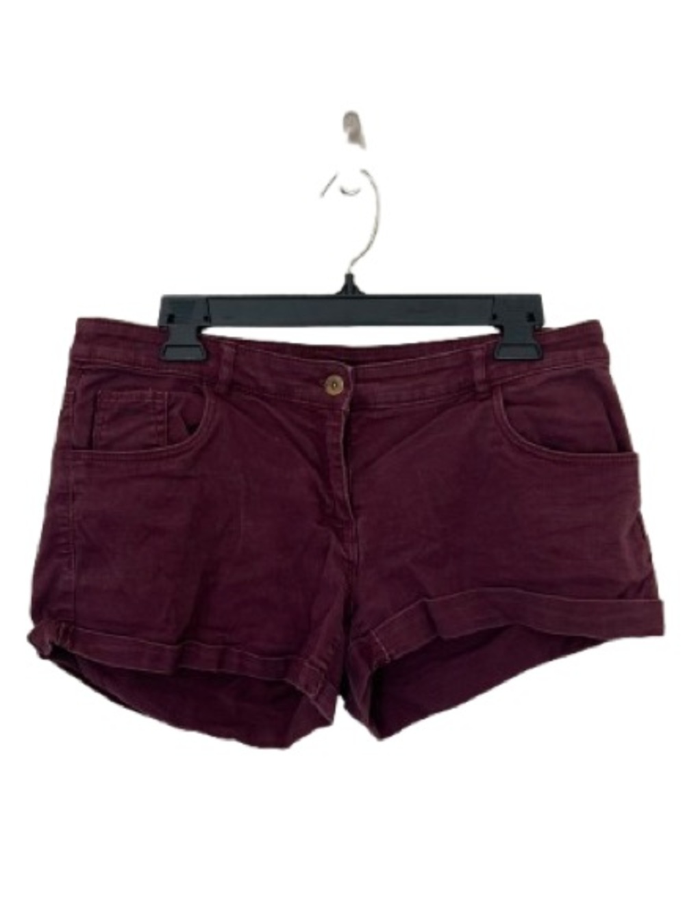 H&M | Womenβs Burgundy Denim Cuffed Shorts